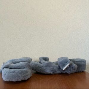 UGG Slides Sandals Fuzz Yeah Gray Sheepskin Slipper Comfort Women's Size 7.5